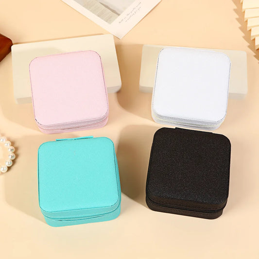 1PC Mini Fashion Travel Display Zipper Jewelry Storage Box Multifunctional For Necklace Bracelet Earrings Ring Storage Portable