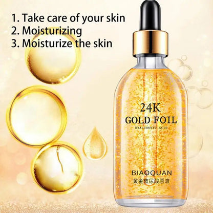 24K Gold Foil Hyaluronic Acid Essence Hyaluronic Acid Acne Serum Anti Wrinkle Moisturizing Brightening Nourishing Face Serum