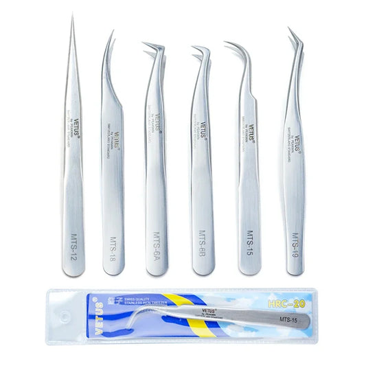 1pcs New VETUS Eyelash Extension Tweezers Stainless Steel Lashes Tweezers High Precision Anti-Static Tweezers Makeup Tools