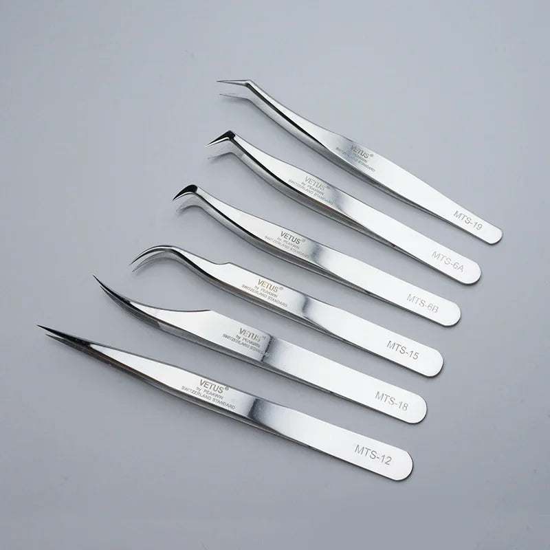 1pcs New VETUS Eyelash Extension Tweezers Stainless Steel Lashes Tweezers High Precision Anti-Static Tweezers Makeup Tools